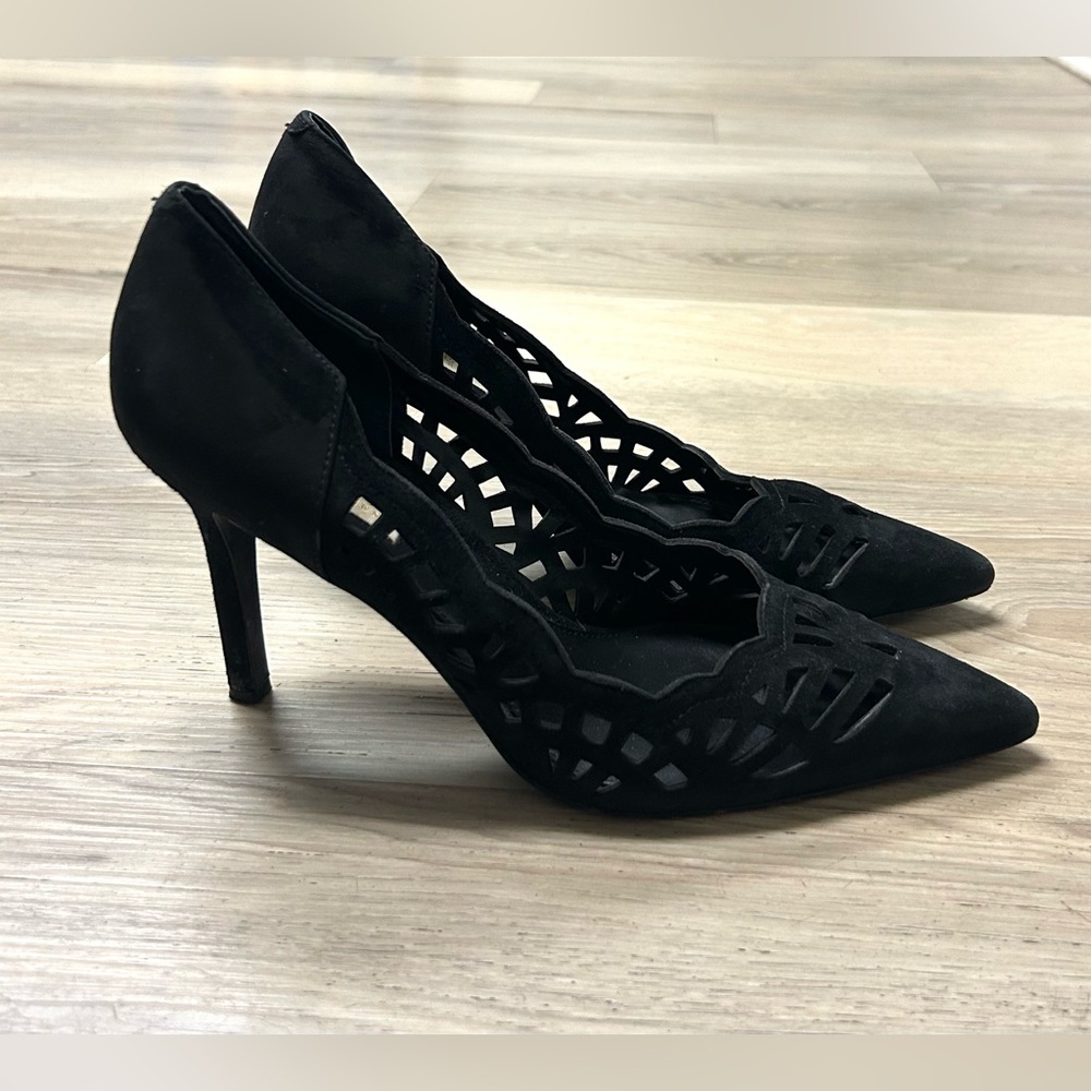 Lauren Ralph Lauren Shoes Black Suede Pump Heels Dressy Women Sz 9 B Sania - Picture 7 of 12